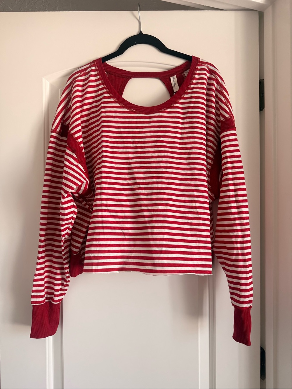 Red and White Striped Long Sleeve Top